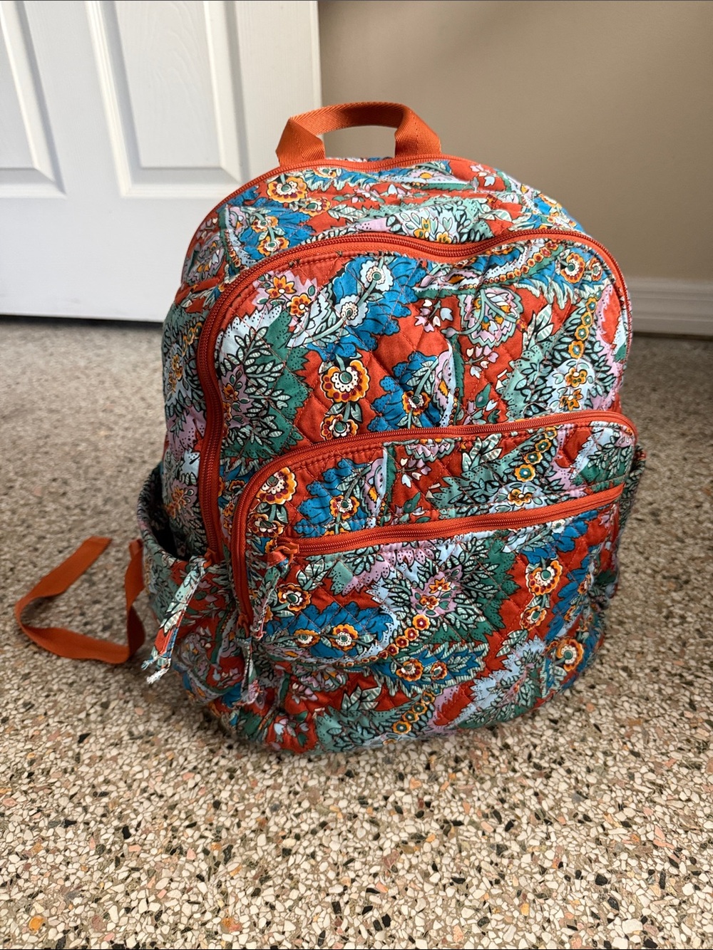 Vera Bradley Quilted Backpack in Flowers & Feathers print